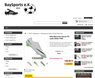Screenshot Onlineshop "Baysports"