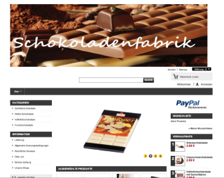 Screenshot Onlineshop "Schokoladenfabrik"