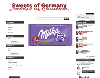 Screenshot Onlineshop "Sweets of Germany"