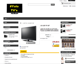 Screenshot Onlineshop "Yolo TVs"