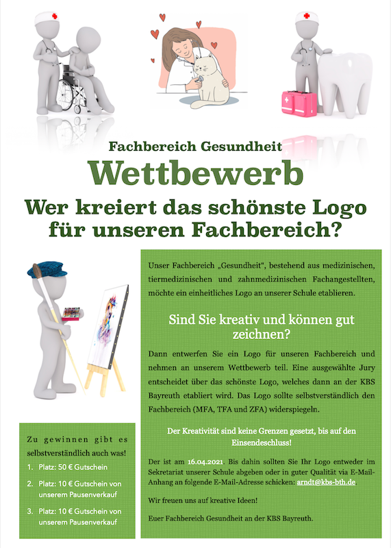 Flyer zum Logo-Wettbewerb im Gesundheitsbereich