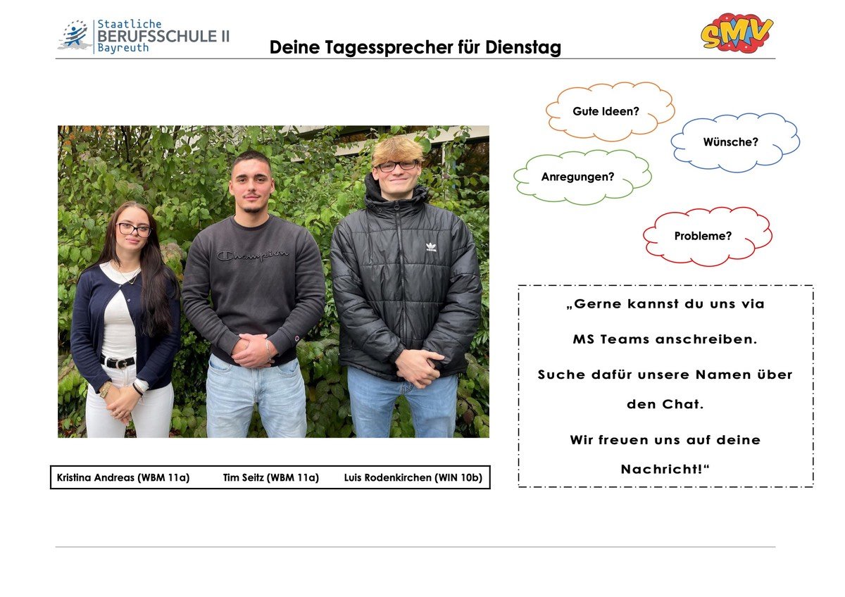 Tagessprecher Dienstag