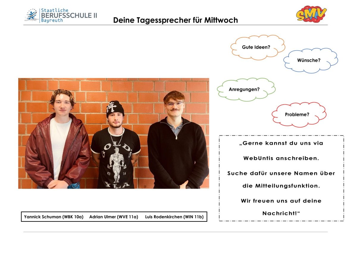 Tagessprecher Mittwoch