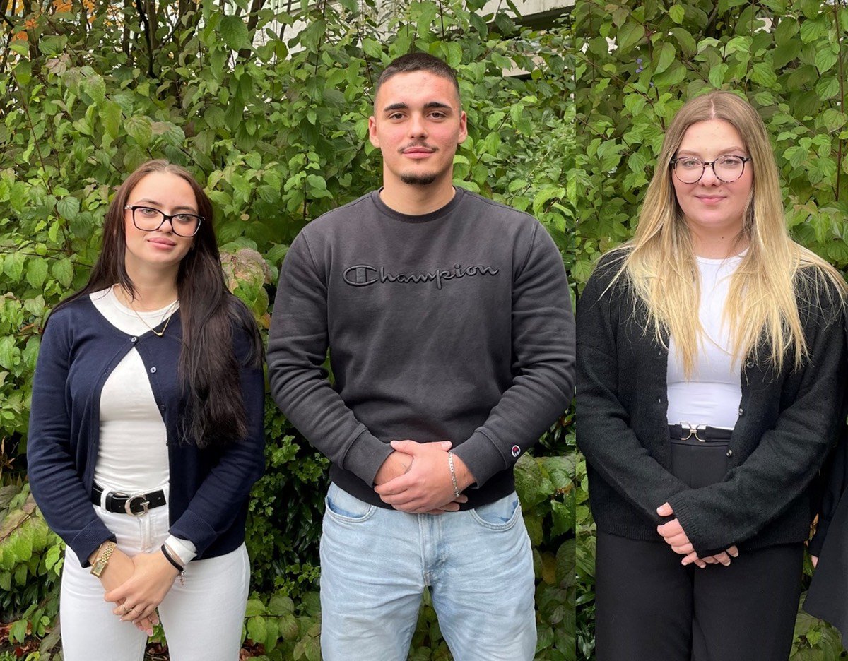 Gruppenbild der 3 Mitglieder der SMV im Schuljahr 2025/26