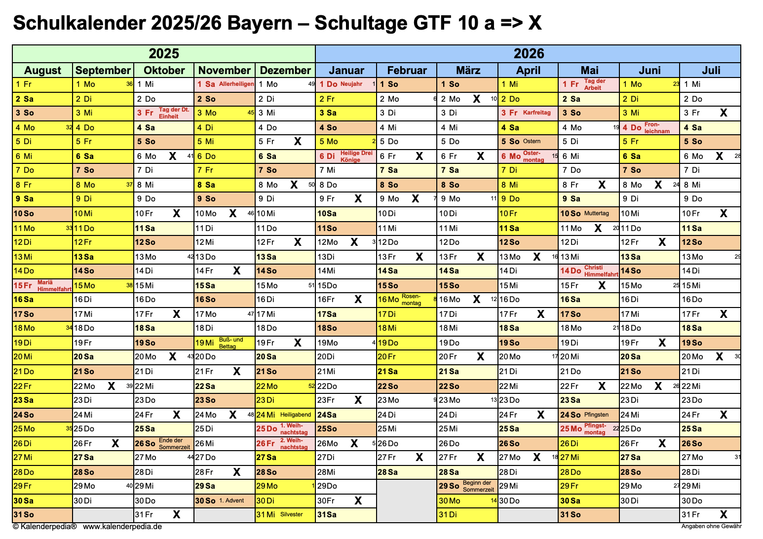 Schultage TFA10 25/26